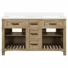 Wholesale 🎁 OVE Decors Ridgefield 60" Double Bathroom Vanity In Antique Oak With Snow White Quartz Top 🥰