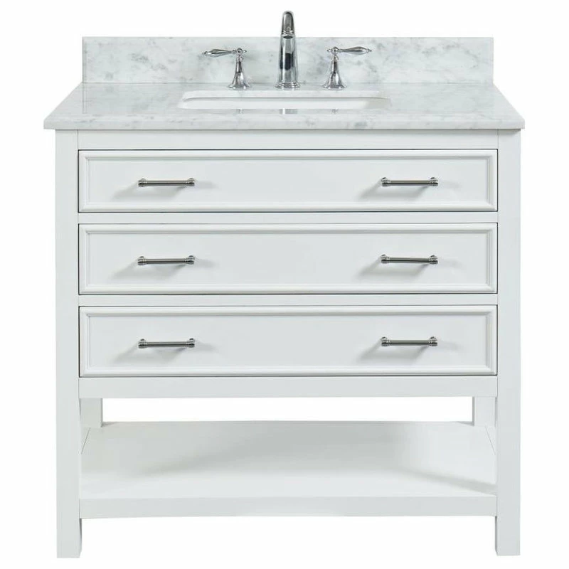 Best Sale ๐คฉ Buytilesandmore Manhattan Dove White Single Sink 37" Vanity With Marble Countertop ๐คฉ