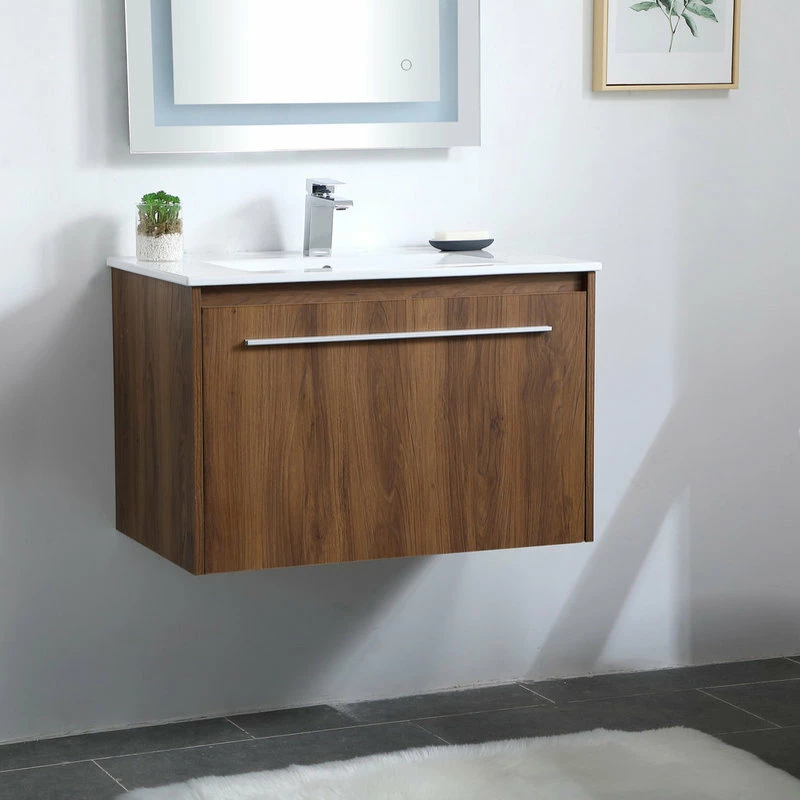 Discount ๐ Elegant Furniture & Lighting 30 Inch Single Bathroom Floating Vanity In Walnut Brown ๐ - Image 5