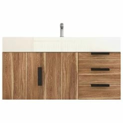 Flash Sale 🤩 Jade Bath Jessica 42" Right Side Drawers Wall Mounted Vanity, White Oak 🧨