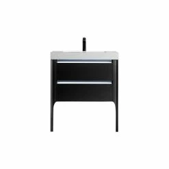 Discount ⌛ Dowell K&B Supplies Warren 30" Single Bathroom Vanity Set With LED Lights - Black ❤️