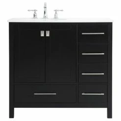 Outlet 🎉 Elegant Furniture & Lighting Black 36" Single Sink Bathroom Vanity 😉