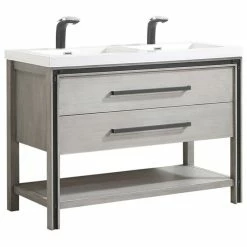 New ❤️ Dowell K&B Supplies Rey 48" Double Bathroom Vanity Set - Stone Grey 💯
