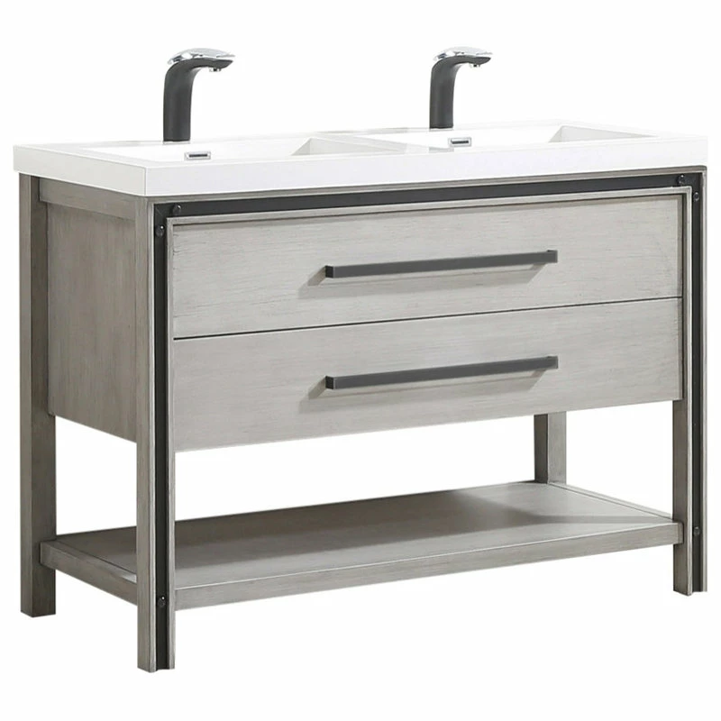 New โค๏ธ Dowell K&B Supplies Rey 48" Double Bathroom Vanity Set - Stone Grey ๐ฏ