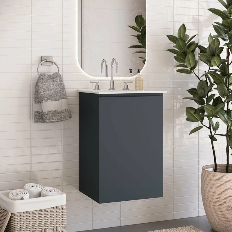 Flash Sale โค๏ธ LexMod Bryn 18" Wall-Mount Bathroom Vanity, Gray White ๐ - Image 2