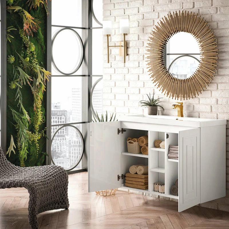 Best Pirce 🎉 James Martin Furniture Alicante' 39.5" Single Vanity, Gloss White, White Gloss Top 🌟 - Image 4