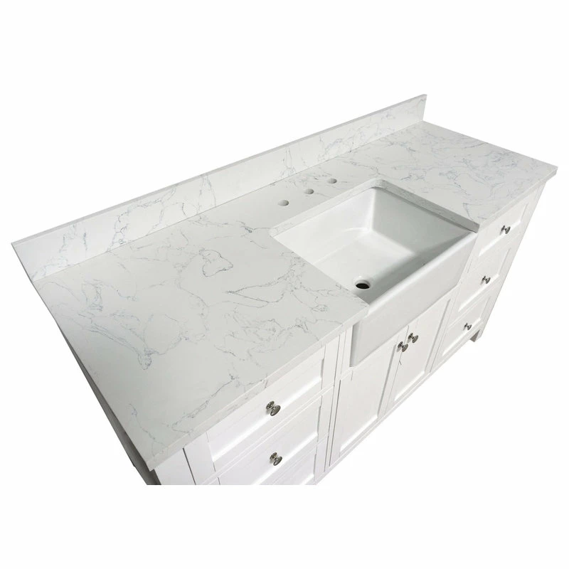 Deals ⭐ Kitchen Bath Collection Yorkshire 60" Bathroom Vanity, White, Engineered Marble, Single ❤️ - Image 6