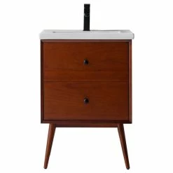 Budget ❤️ Eviva LLC Eviva Caramel 24" Teak Mid Century Bathroom Vanity ✨