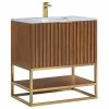 Best reviews of 🔔 BEMMA Terra 30" Bathroom Vanity, Walnut-Satin Brass With Carrara Marble, 30" 😉