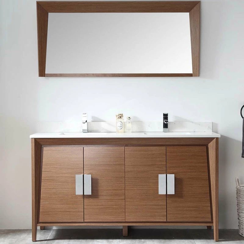 Best Sale โจ Tennant Brand Larvotto 60" Double Bathroom Vanity In Light Wheat With Fairy White Quartz Top With Mirror ๐ - Image 2