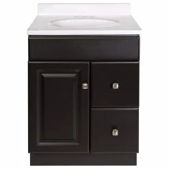 Flash Sale ✨ Decor Love Modern Bathroom Vanity, Cabinet & 2 Drawers With White Marble Sink Top, Espresso 😍