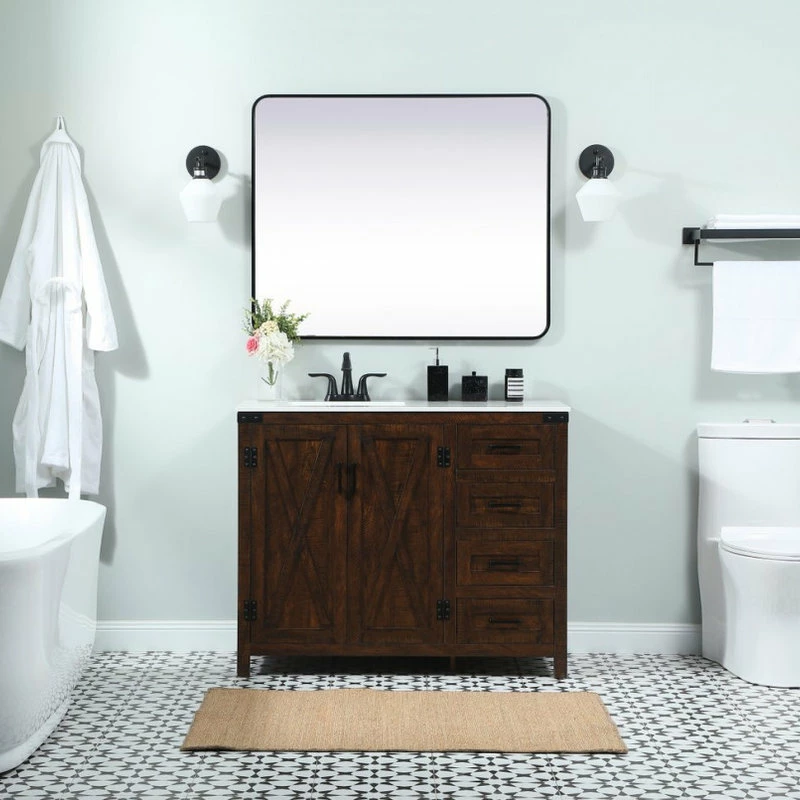 Cheapest ๐ Elegant Furniture & Lighting 19" Farmhouse Expresso-Light Bathroom Vanity ๐ฅ - Image 5