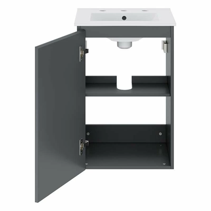 Flash Sale โค๏ธ LexMod Bryn 18" Wall-Mount Bathroom Vanity, Gray White ๐ - Image 4