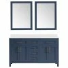 Best Sale 😀 OVE Decors Tahoe Double Vanity Set With Mirrors, Cultured Marble Top, Midnight Blue, 60" 🔥