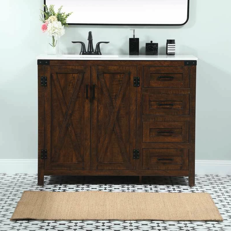 Cheapest ๐ Elegant Furniture & Lighting 19" Farmhouse Expresso-Light Bathroom Vanity ๐ฅ - Image 2