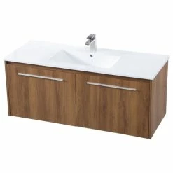 Cheapest 🧨 Elegant Furniture & Lighting Elegant VF45048WB 48" Single Bathroom Floating Vanity, Walnut Brown 🥰