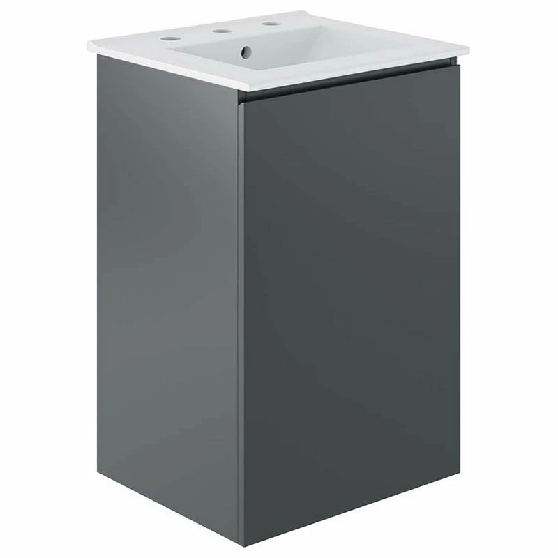 Flash Sale โค๏ธ LexMod Bryn 18" Wall-Mount Bathroom Vanity, Gray White ๐