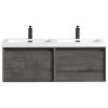 Top 10 🛒 Bathroom Vanity Wholesale INC. Aurora 48'' Double Sink Wall Mounted Modern Bathroom Vanity, Smoke Oak 🥰