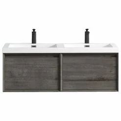 Top 10 🛒 Bathroom Vanity Wholesale INC. Aurora 48'' Double Sink Wall Mounted Modern Bathroom Vanity, Smoke Oak 🥰