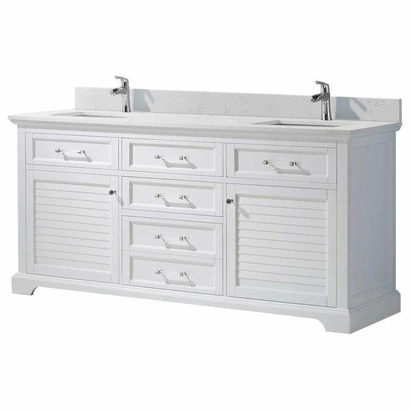 Budget ⌛ Vinnova Lorna White Bathroom Vanity Set, 72 Inch, Without Mirror ⭐ - Image 9