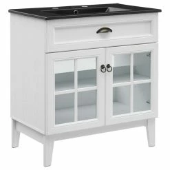 Top 10 😀 LexMod Isle 30" Bathroom Vanity Cabinet, White/Black 🤩