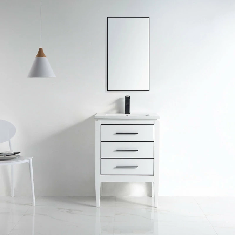 Promo ❤️ Dowell K&B Supplies Grace 24" Single Bathroom Vanity Set, White With Black Trim 🌟 - Image 2