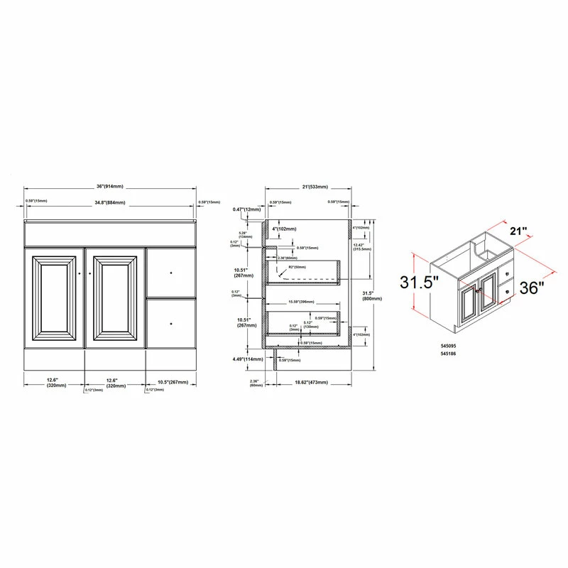 Budget ๐ Design House 545095 36" Freestanding Single Vanity Cabinet Only - White ๐ - Image 5