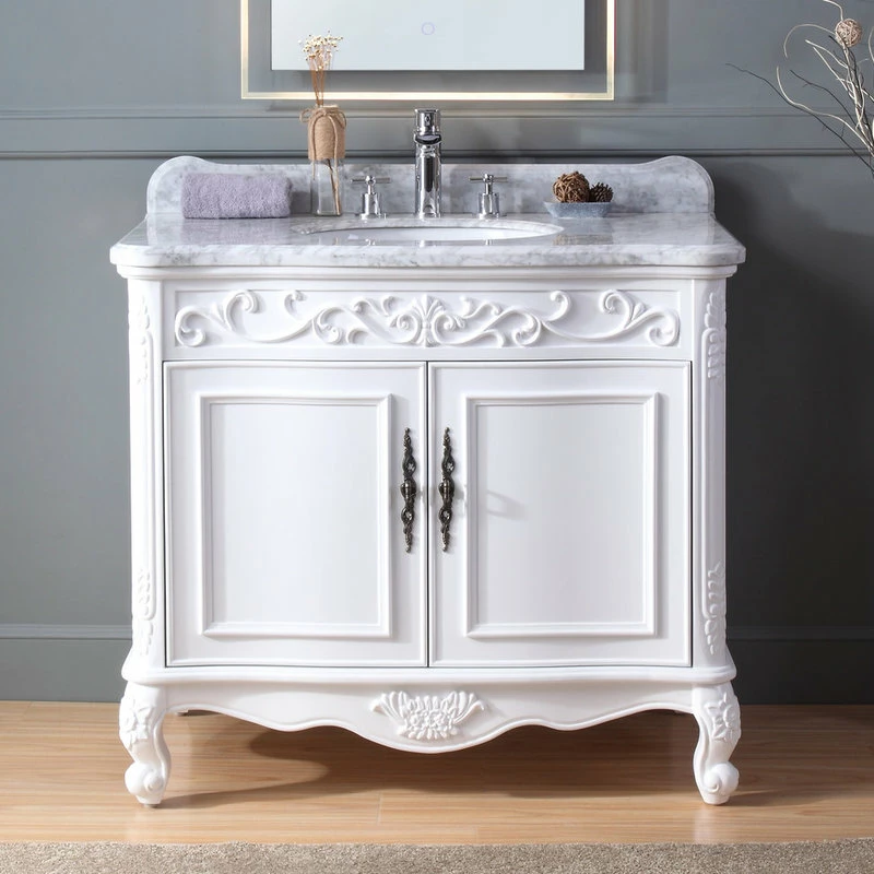 Best Pirce 💯 Chans Furniture 39" Carbone Antique Style White Bath Vanity 🔔 - Image 3