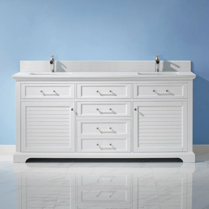 Budget ⌛ Vinnova Lorna White Bathroom Vanity Set, 72 Inch, Without Mirror ⭐ - Image 2