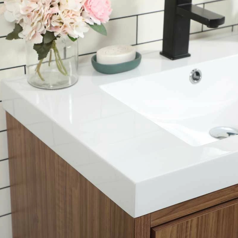 New 👏 Elegant Furniture & Lighting 19" Farmhouse Walnut Brown-Light Bathroom Vanity ⌛ - Image 6