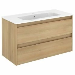 Wholesale 👍 WS Bath Collections Wall Mounted Bathroom Vanity, Nordic Oak, 39.6"x18.1", Ambra 100 Nordic Oak 🔥