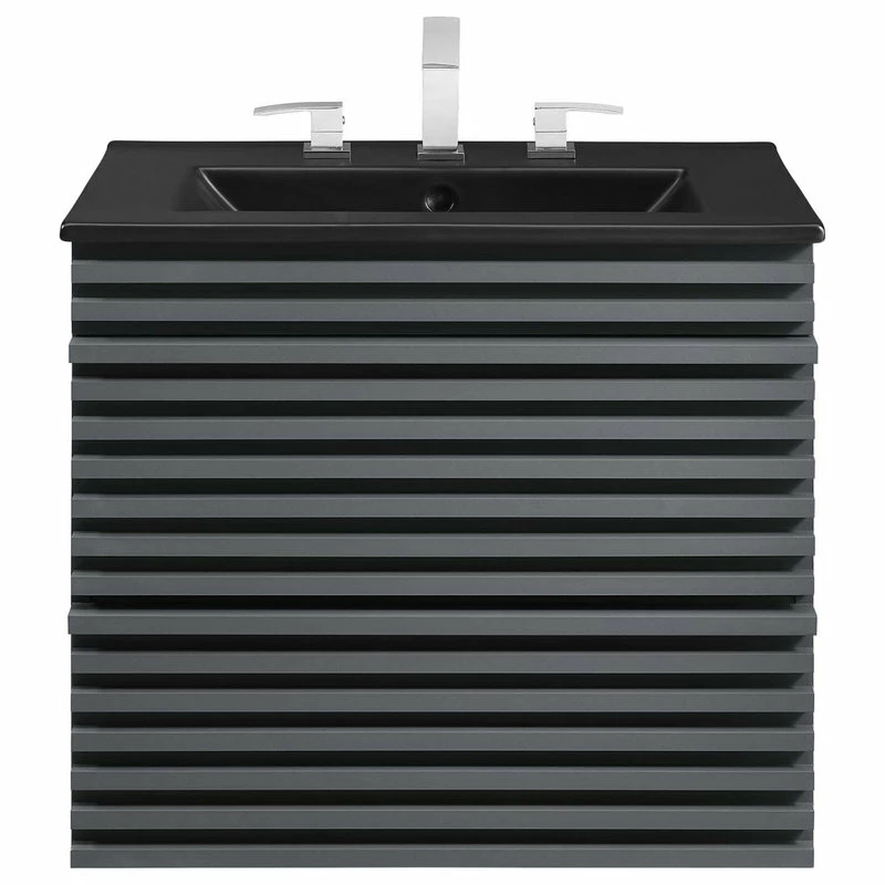Outlet ✔️ LexMod Render 24" Wall-Mount Bathroom Vanity, Gray Black ❤️ - Image 5