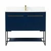 Outlet 🔔 Elegant Furniture & Lighting Sue 40" Single Bathroom Vanity, Blue, With Backsplash ❤️
