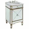 Deals ❤️ Chans Furniture 24” Mirror Reflection Gold Asger Powder Room Bathroom Vanity 5027GC 🎉