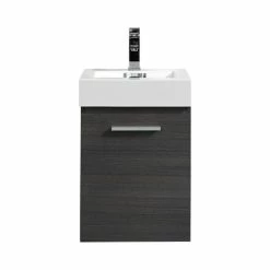 Cheap 🔥 KUBEBATH Bliss 16" Wall Mount Bathroom Vanity, High Gloss Gray Oak 🥰