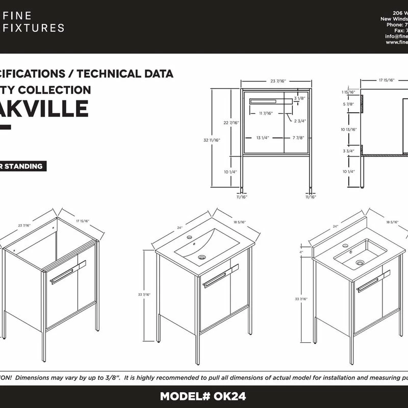 Budget ๐ฏ Fine Fixtures Oakville Bath Vanity, Ceramic Sink, Onix Grey, 24 Inch, Satin Brass Hardware โ - Image 7