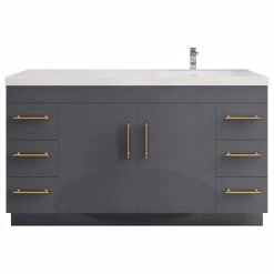 Best Sale ✨ Better Bath Vanities Rosa 60" Freestanding Vanity With Reinforced Acrylic Sinks (Right Side Sink), G 🥰