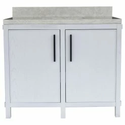 Coupon 🧨 A Touch Of Design 40" Solid Wood Bathroom Vanity With Quartz Top, White 🌟