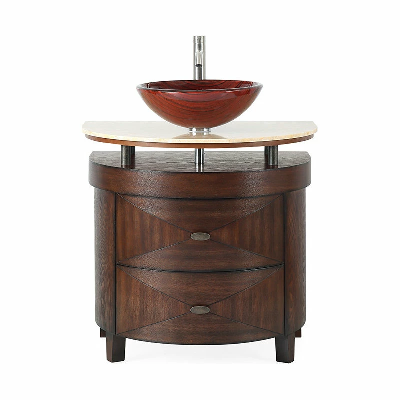 Cheapest ๐ฏ Chans Furniture 32” Verdana Vessel Sink Small Vanity With Faucet, Yellow Culture Marble ๐ฏ