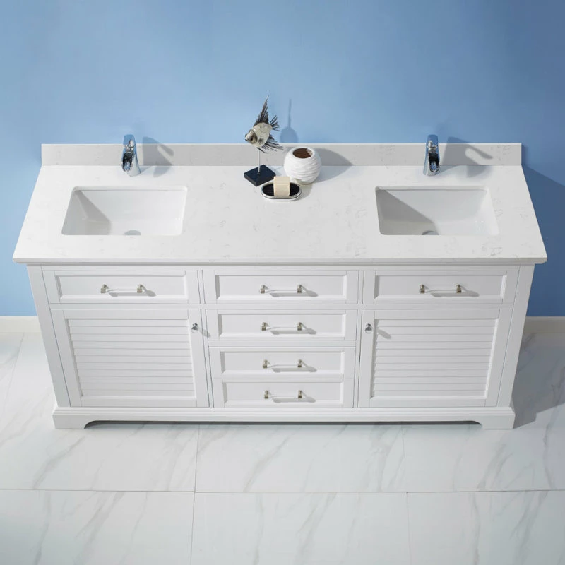 Budget ⌛ Vinnova Lorna White Bathroom Vanity Set, 72 Inch, Without Mirror ⭐ - Image 5