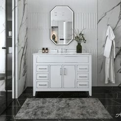 Outlet 🛒 Ancerre Designs Aspen Bathroom Vanity Set, White, 48" ⌛