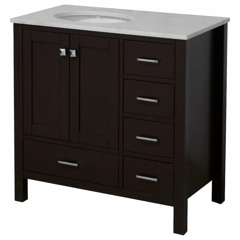 Deals 🔔 Kitchen Bath Collection Horizon 36" Bathroom Vanity, Chocolate, Engineered Carrara 👏 - Image 4
