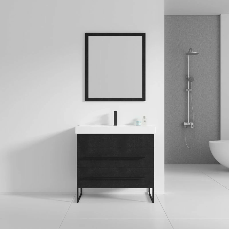 Best reviews of ๐ Fine Fixtures Modern Vanity Set, Black Marble, 36", Black Hardware โจ - Image 4