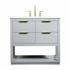 Deals 💯 Elegant Furniture & Lighting Louie 36" Single Bathroom Vanity, Gray ⭐