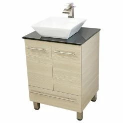 Best Pirce ⭐ Wind Bay Windbay 24" Freestanding Vanity, Tan, Black Stone Countertop 🧨