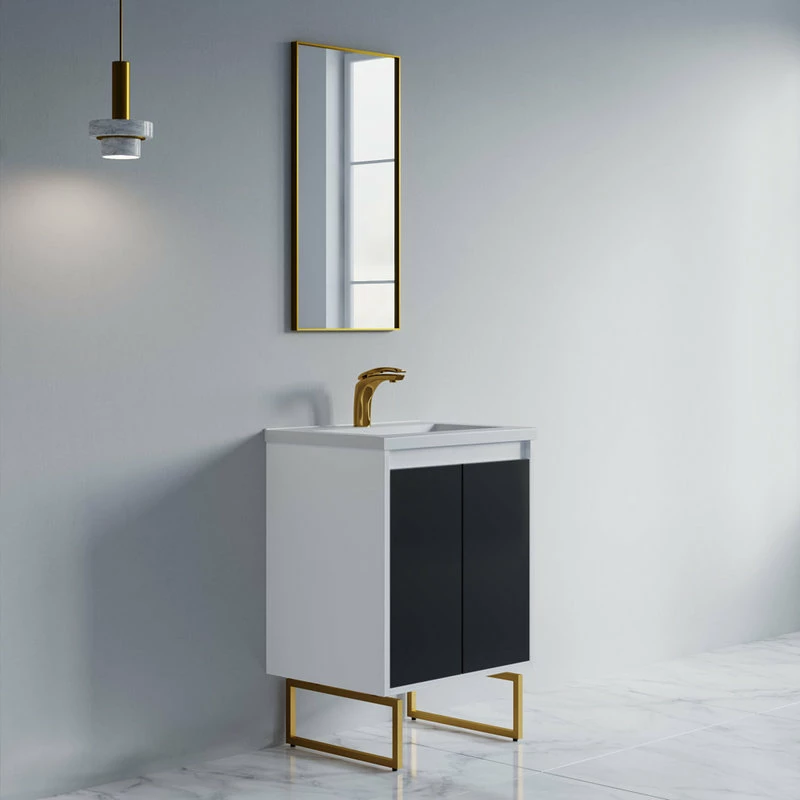 Buy 🥰 Dowell K&B Supplies Dello 24" Single Bathroom Vanity Set With Rectangle Legs, Black 🛒 - Image 3