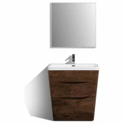 Buy 👏 Eviva LLC Victoria 32" Rosewood Modern Bathroom Vanity With White Integrated Acrylic Sink 🛒