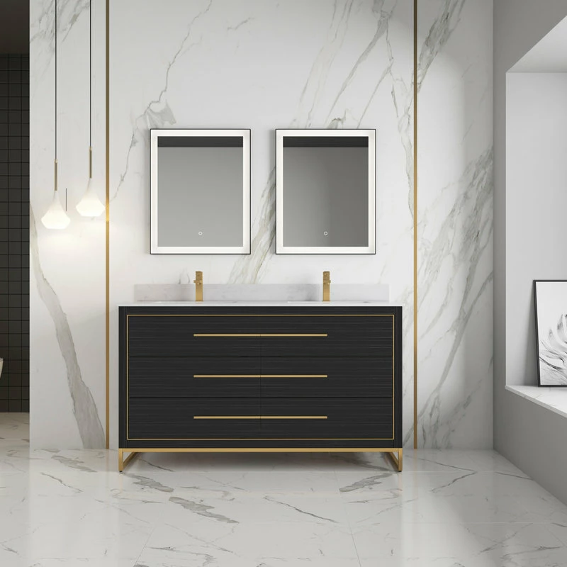 Promo ๐ Alma Vanities Alma Barsalona Free Standing Bathroom Vanity Dawn Grey , Golden Brass Hardware, ๐ - Image 2