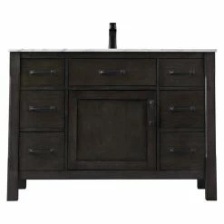 Best deal ⭐ Altair Maribella 48" Carrara White Marble Countertop Single Vanity W/o Mirror Black 💯