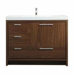 Best reviews of 🎁 Elegant Furniture & Lighting Walker 42" Single Bathroom Vanity In Walnut With White Resin Top 🎉